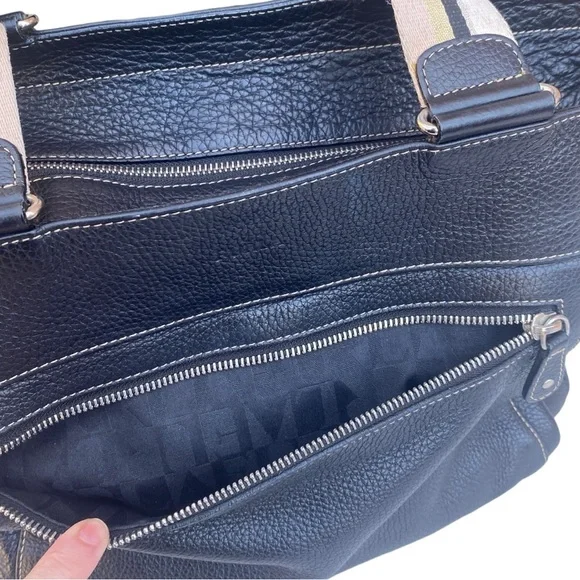 FURLA Black Pebbled Leather Hobo Handbag Purse Bag - Picture 12 of 16